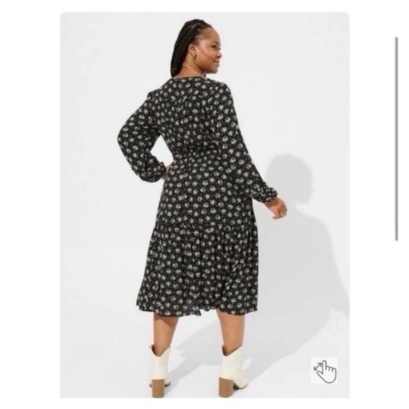 TORRID Black Floral Tiered Midi Dress - Picture 4 of 8